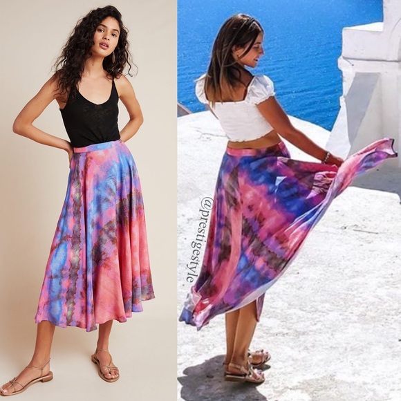 HTF Anthropologie Joni Tie-Dye Midi Skirt - Picture 6 of 10